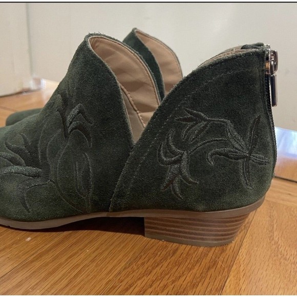 Kenneth Cole Reaction Side Gig Women's Embroidered Green Ankle Bootie Size 10 - Picture 7 of 12
